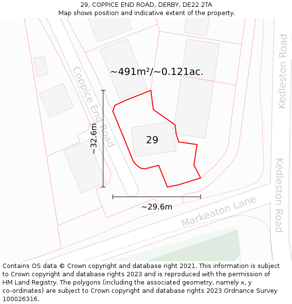 29, COPPICE END ROAD, DERBY, DE22 2TA: Plot and title map