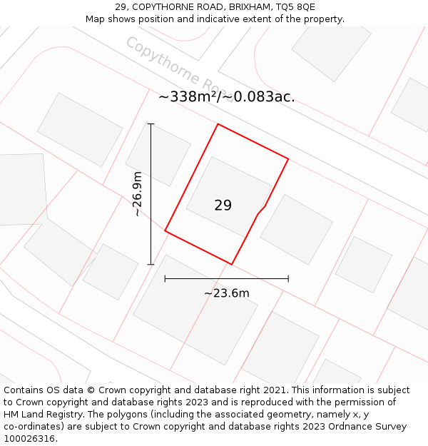 29, COPYTHORNE ROAD, BRIXHAM, TQ5 8QE: Plot and title map