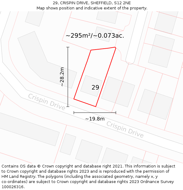 29, CRISPIN DRIVE, SHEFFIELD, S12 2NE: Plot and title map