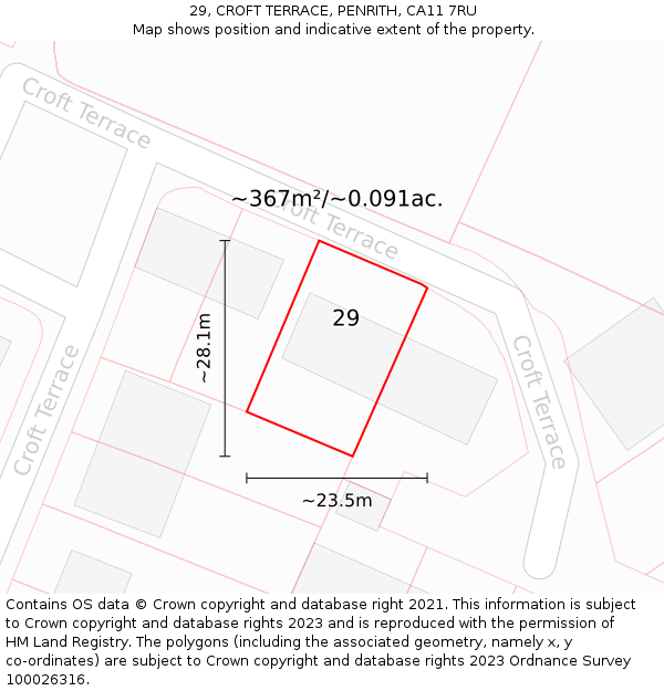 29, CROFT TERRACE, PENRITH, CA11 7RU: Plot and title map