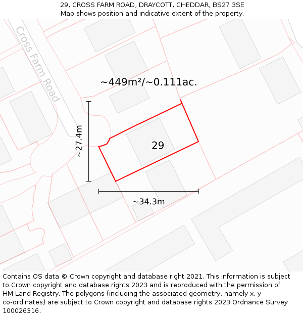 29, CROSS FARM ROAD, DRAYCOTT, CHEDDAR, BS27 3SE: Plot and title map