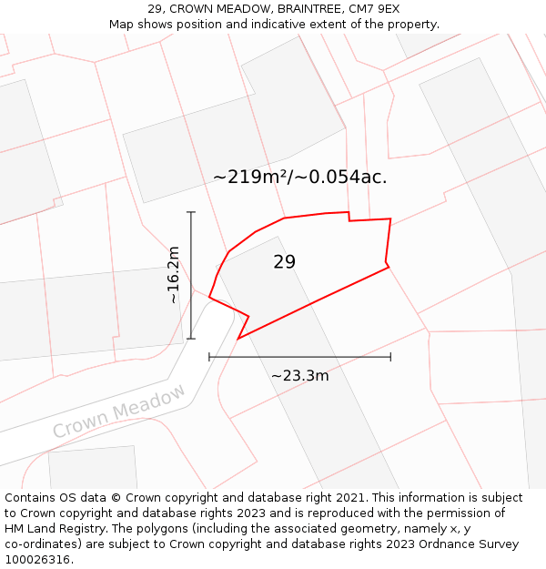 29, CROWN MEADOW, BRAINTREE, CM7 9EX: Plot and title map