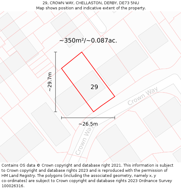 29, CROWN WAY, CHELLASTON, DERBY, DE73 5NU: Plot and title map