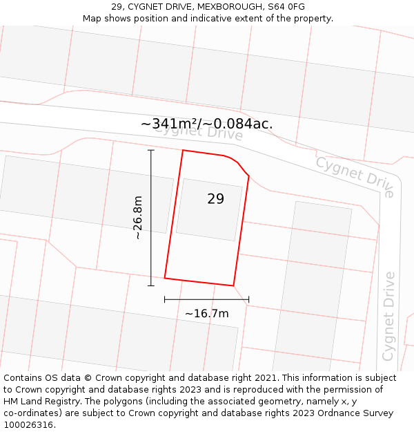 29, CYGNET DRIVE, MEXBOROUGH, S64 0FG: Plot and title map