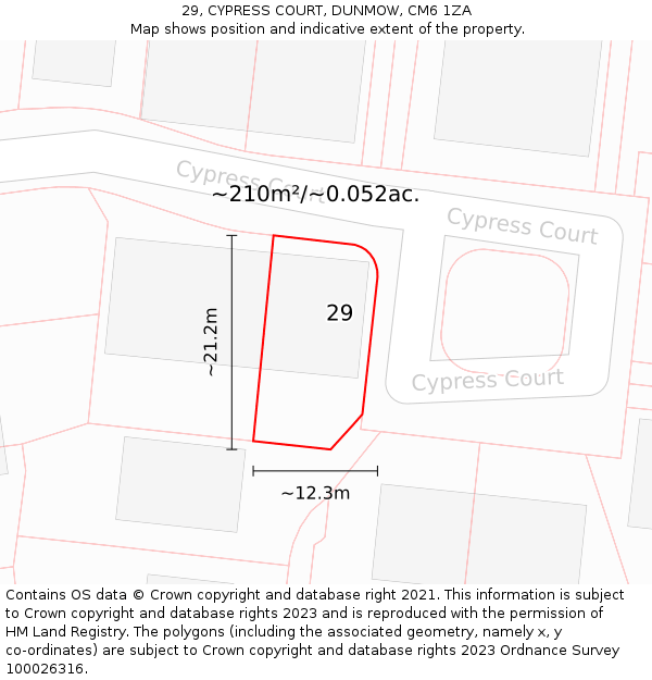 29, CYPRESS COURT, DUNMOW, CM6 1ZA: Plot and title map