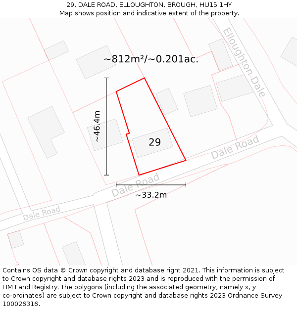 29, DALE ROAD, ELLOUGHTON, BROUGH, HU15 1HY: Plot and title map