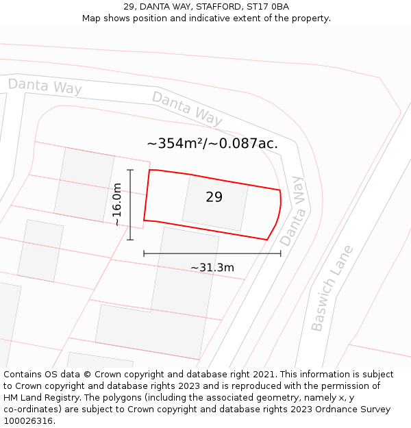 29, DANTA WAY, STAFFORD, ST17 0BA: Plot and title map