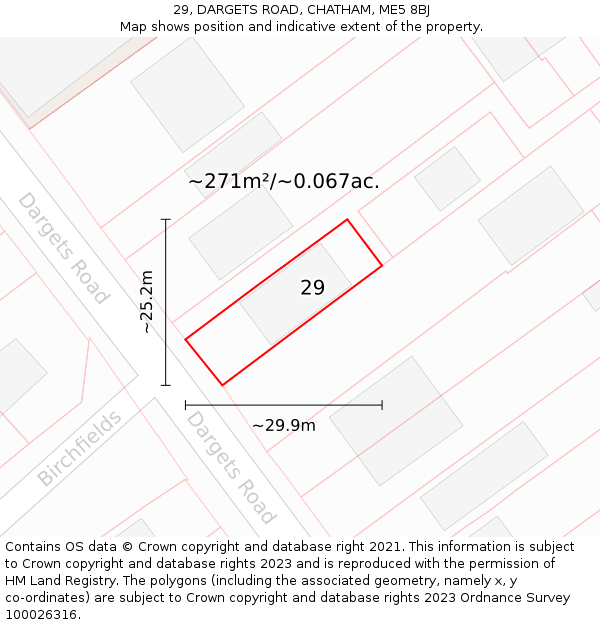 29, DARGETS ROAD, CHATHAM, ME5 8BJ: Plot and title map