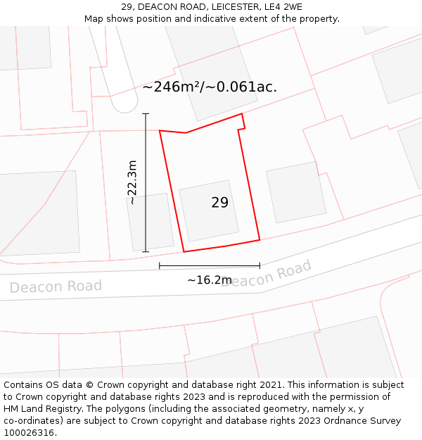 29, DEACON ROAD, LEICESTER, LE4 2WE: Plot and title map