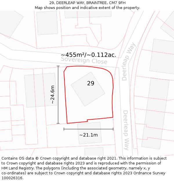 29, DEERLEAP WAY, BRAINTREE, CM7 9FH: Plot and title map