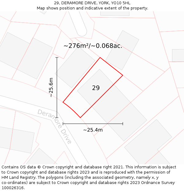 29, DERAMORE DRIVE, YORK, YO10 5HL: Plot and title map