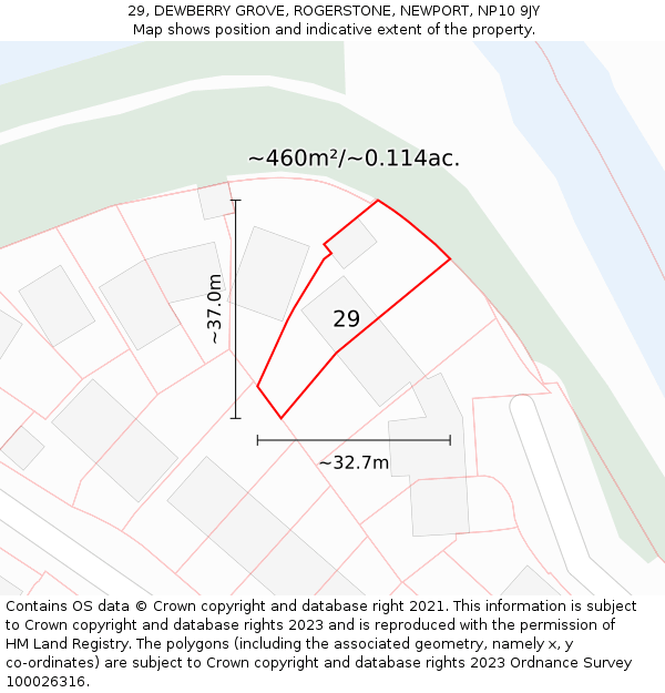 29, DEWBERRY GROVE, ROGERSTONE, NEWPORT, NP10 9JY: Plot and title map