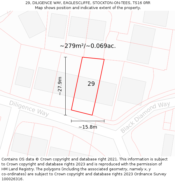 29, DILIGENCE WAY, EAGLESCLIFFE, STOCKTON-ON-TEES, TS16 0RR: Plot and title map