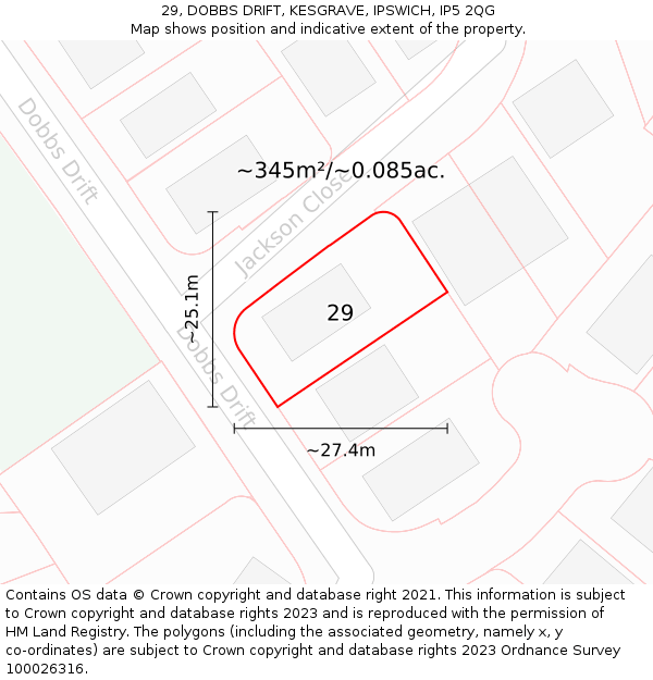 29, DOBBS DRIFT, KESGRAVE, IPSWICH, IP5 2QG: Plot and title map
