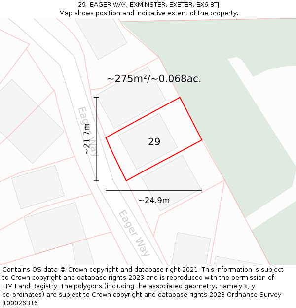 29, EAGER WAY, EXMINSTER, EXETER, EX6 8TJ: Plot and title map