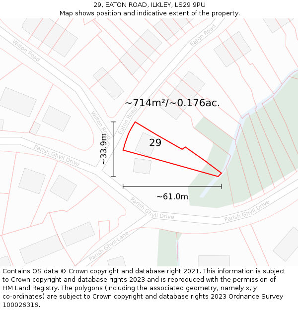 29, EATON ROAD, ILKLEY, LS29 9PU: Plot and title map
