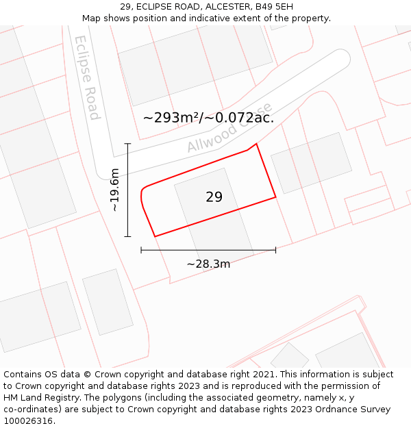 29, ECLIPSE ROAD, ALCESTER, B49 5EH: Plot and title map