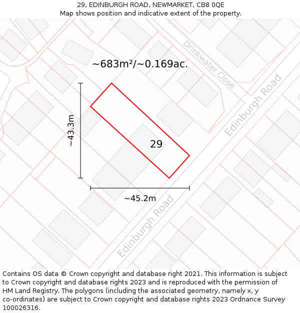 29, EDINBURGH ROAD, NEWMARKET, CB8 0QE: Plot and title map