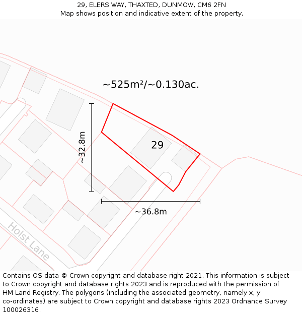 29, ELERS WAY, THAXTED, DUNMOW, CM6 2FN: Plot and title map