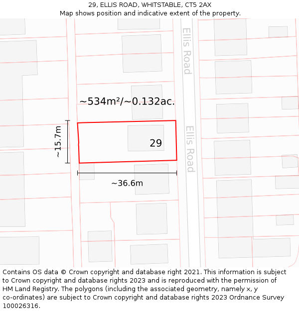 29, ELLIS ROAD, WHITSTABLE, CT5 2AX: Plot and title map