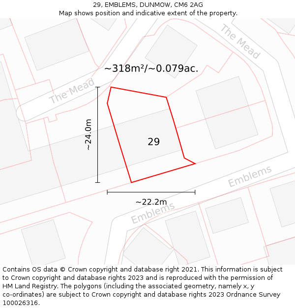 29, EMBLEMS, DUNMOW, CM6 2AG: Plot and title map