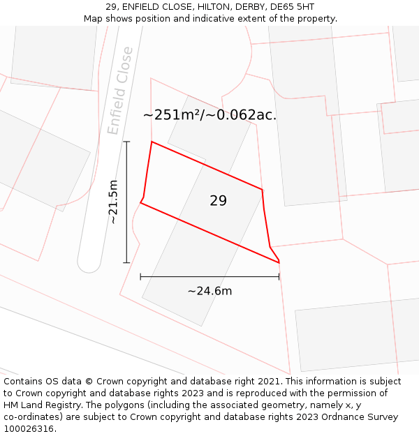 29, ENFIELD CLOSE, HILTON, DERBY, DE65 5HT: Plot and title map