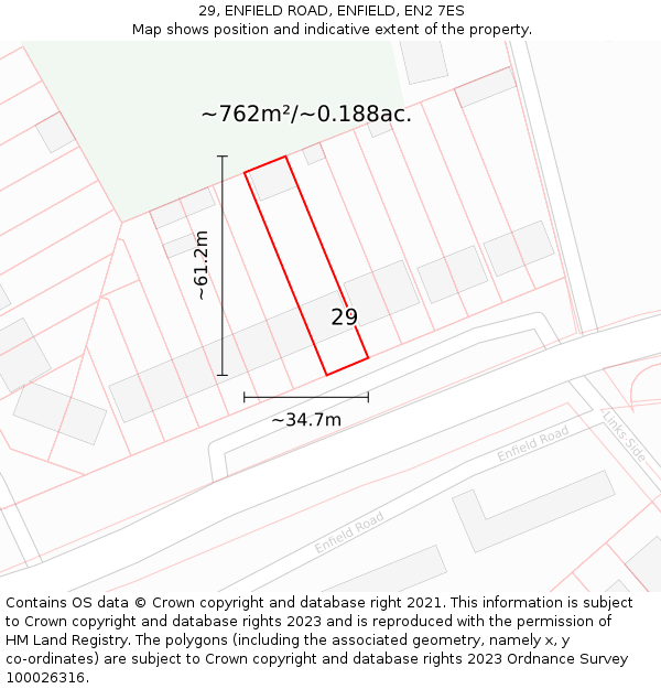 29, ENFIELD ROAD, ENFIELD, EN2 7ES: Plot and title map