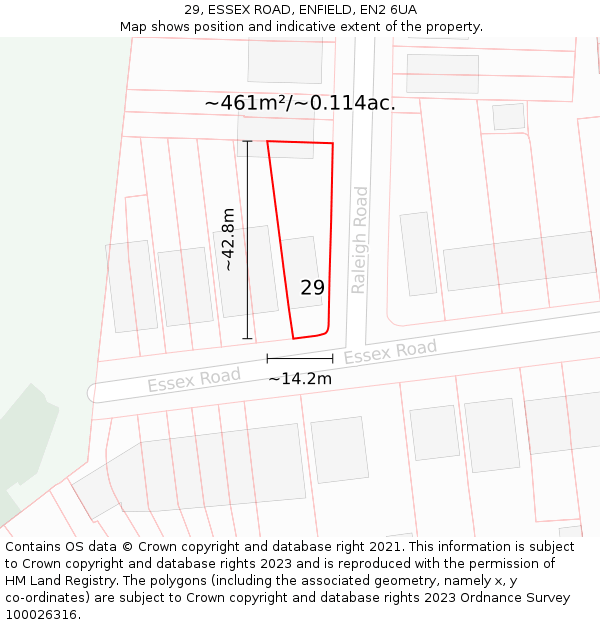 29, ESSEX ROAD, ENFIELD, EN2 6UA: Plot and title map