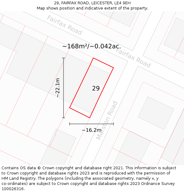29, FAIRFAX ROAD, LEICESTER, LE4 9EH: Plot and title map