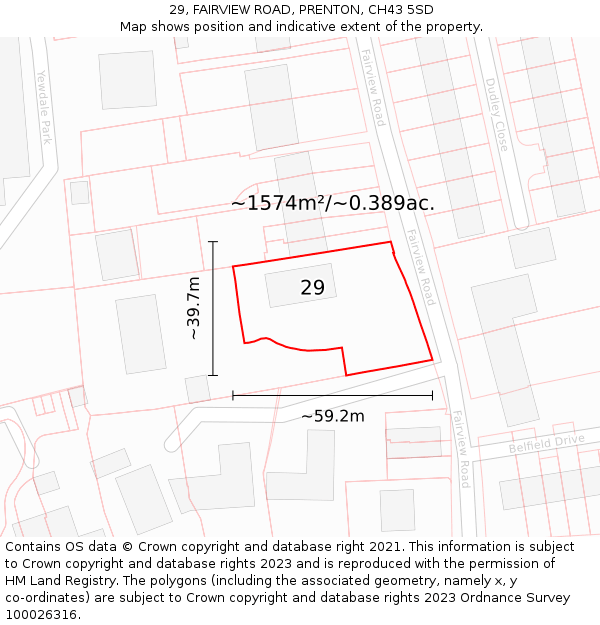 29, FAIRVIEW ROAD, PRENTON, CH43 5SD: Plot and title map