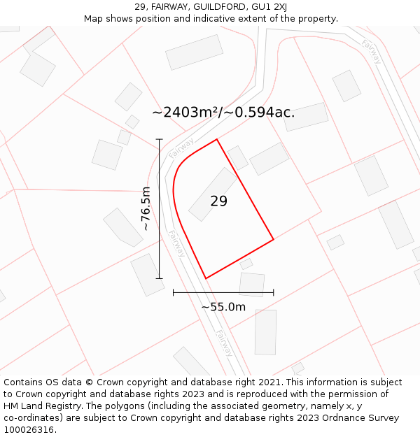 29, FAIRWAY, GUILDFORD, GU1 2XJ: Plot and title map
