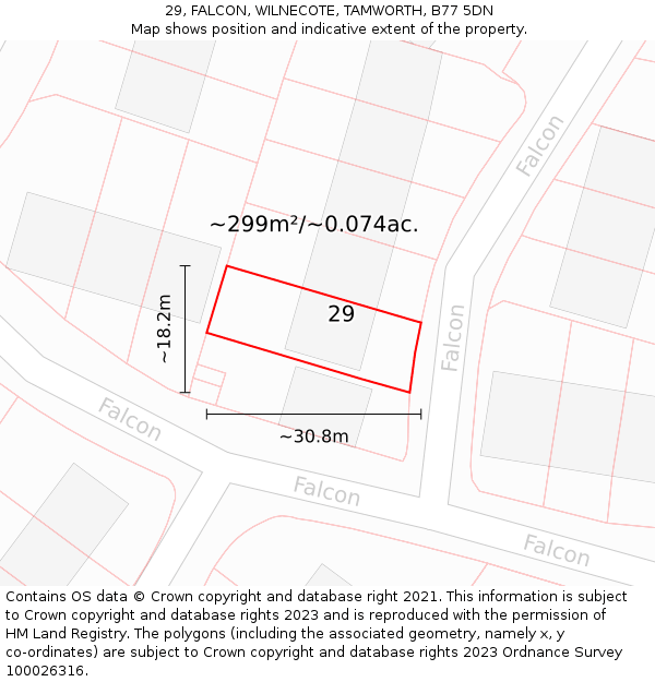 29, FALCON, WILNECOTE, TAMWORTH, B77 5DN: Plot and title map