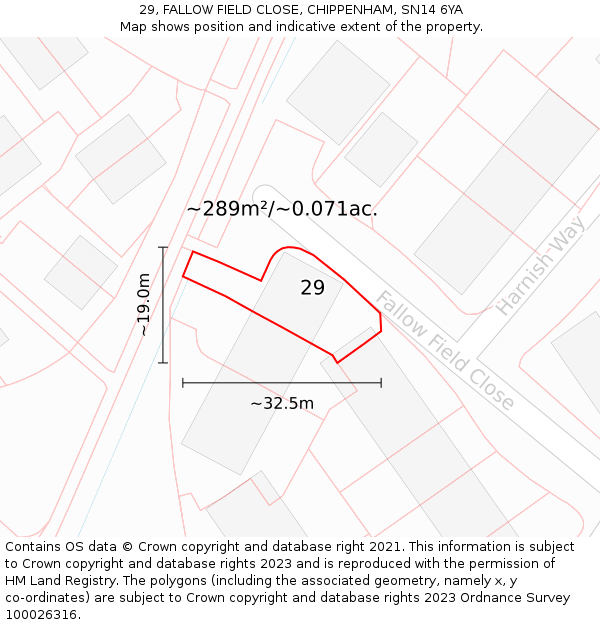 29, FALLOW FIELD CLOSE, CHIPPENHAM, SN14 6YA: Plot and title map