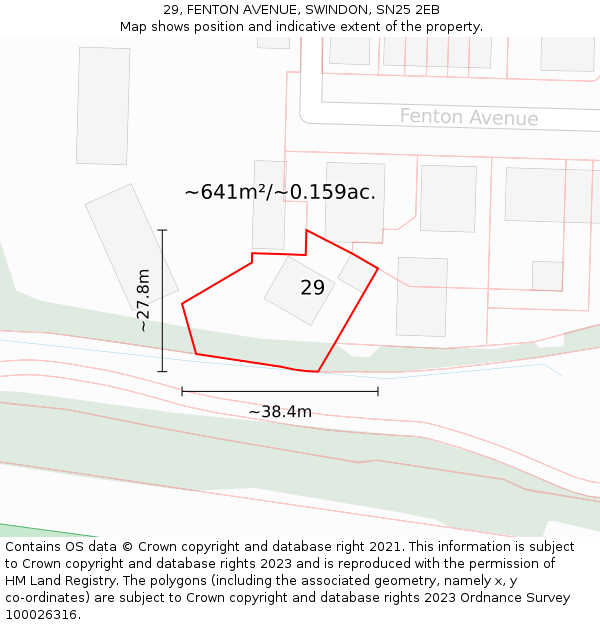29, FENTON AVENUE, SWINDON, SN25 2EB: Plot and title map