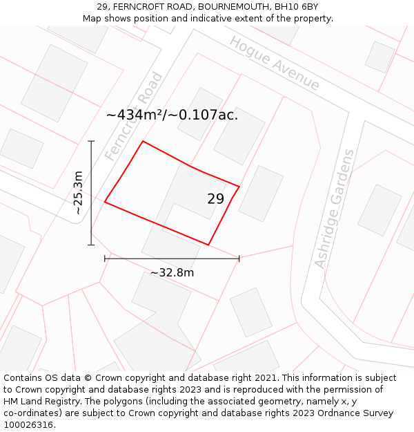 29, FERNCROFT ROAD, BOURNEMOUTH, BH10 6BY: Plot and title map