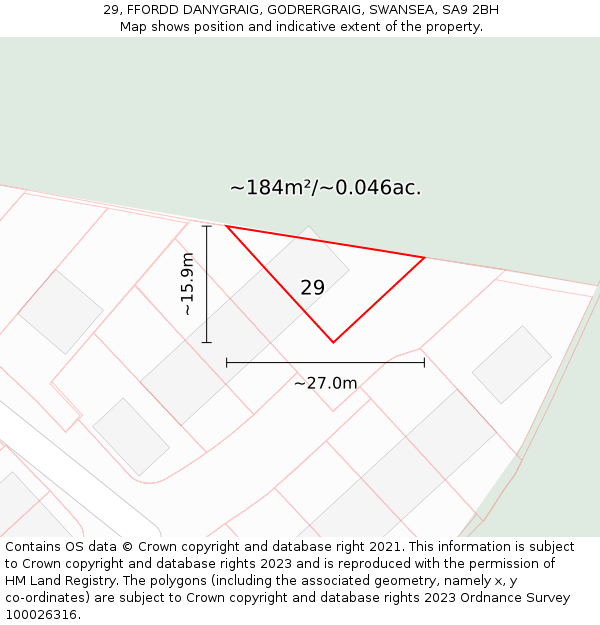 29, FFORDD DANYGRAIG, GODRERGRAIG, SWANSEA, SA9 2BH: Plot and title map