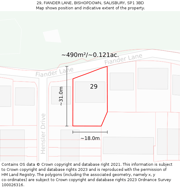 29, FIANDER LANE, BISHOPDOWN, SALISBURY, SP1 3BD: Plot and title map