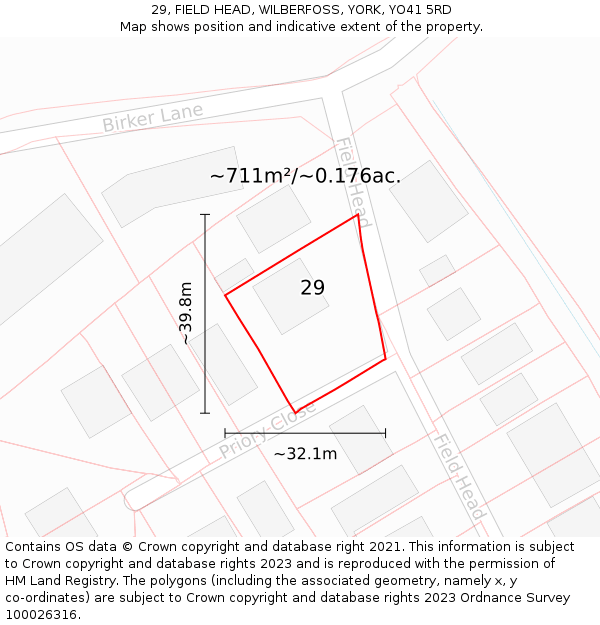 29, FIELD HEAD, WILBERFOSS, YORK, YO41 5RD: Plot and title map