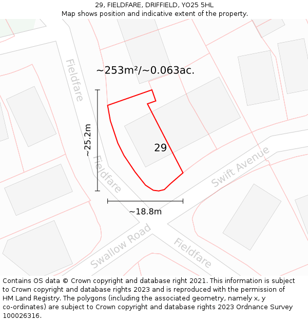 29, FIELDFARE, DRIFFIELD, YO25 5HL: Plot and title map