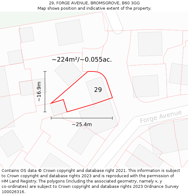 29, FORGE AVENUE, BROMSGROVE, B60 3GG: Plot and title map