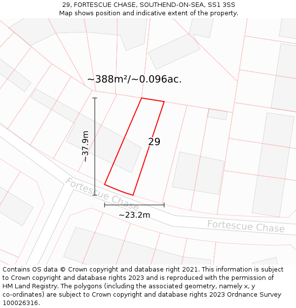 29, FORTESCUE CHASE, SOUTHEND-ON-SEA, SS1 3SS: Plot and title map