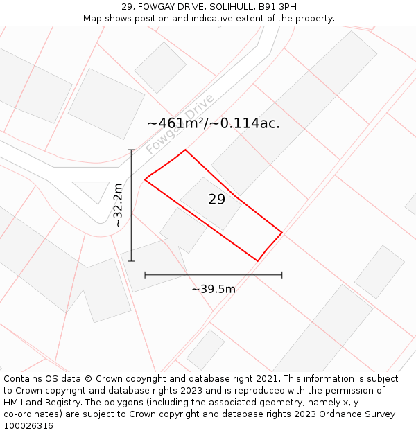 29, FOWGAY DRIVE, SOLIHULL, B91 3PH: Plot and title map
