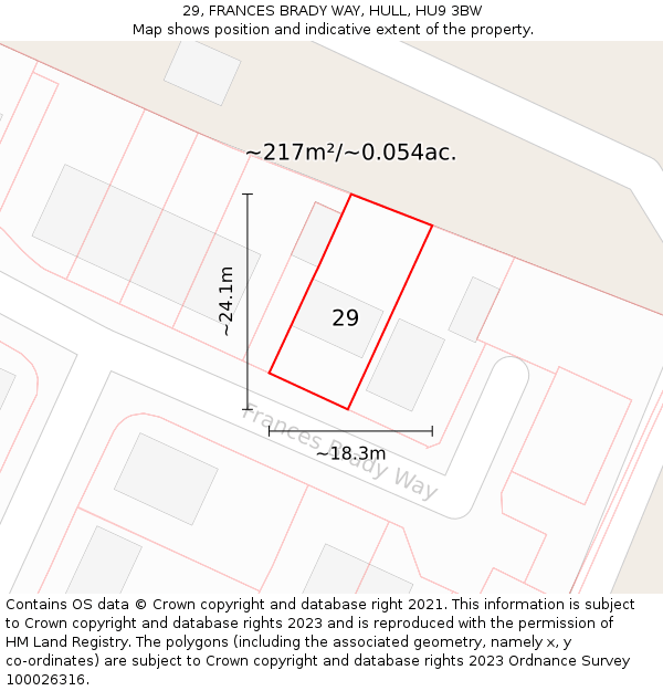29, FRANCES BRADY WAY, HULL, HU9 3BW: Plot and title map