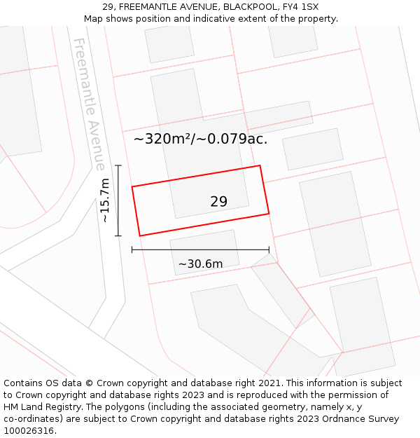 29, FREEMANTLE AVENUE, BLACKPOOL, FY4 1SX: Plot and title map