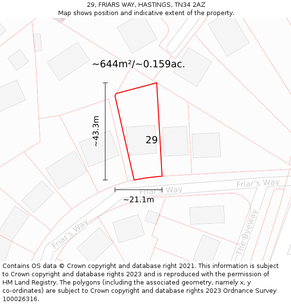29, FRIARS WAY, HASTINGS, TN34 2AZ: Plot and title map