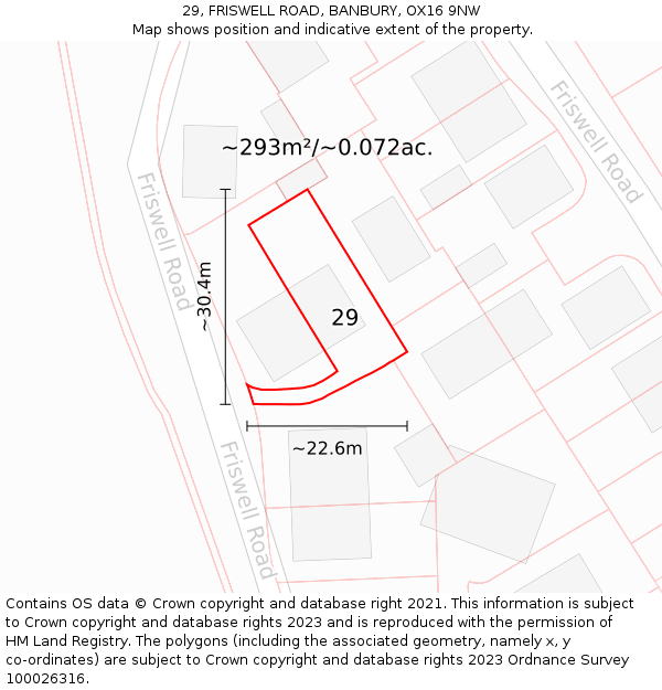 29, FRISWELL ROAD, BANBURY, OX16 9NW: Plot and title map