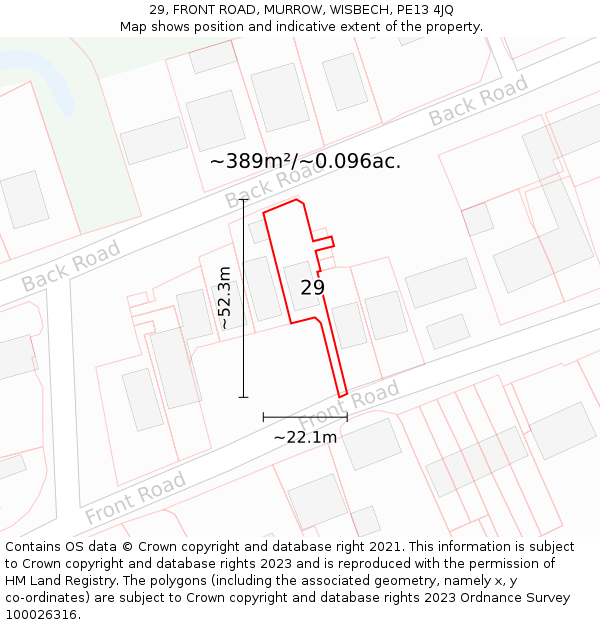 29, FRONT ROAD, MURROW, WISBECH, PE13 4JQ: Plot and title map