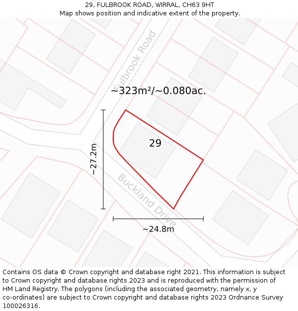 29, FULBROOK ROAD, WIRRAL, CH63 9HT: Plot and title map
