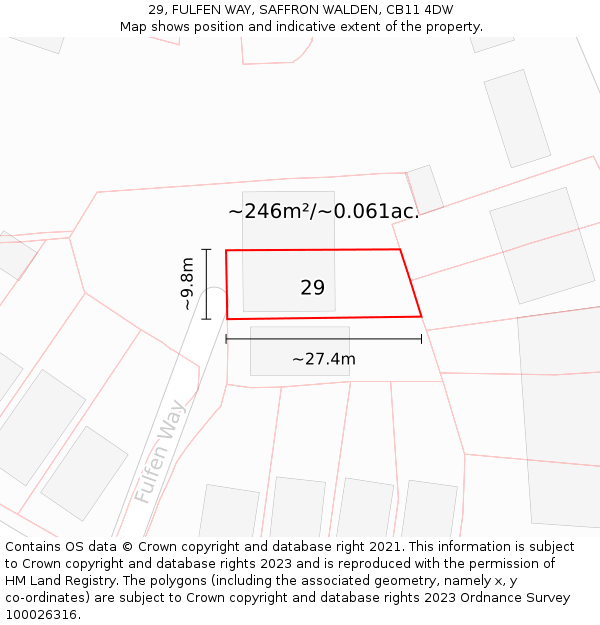 29, FULFEN WAY, SAFFRON WALDEN, CB11 4DW: Plot and title map