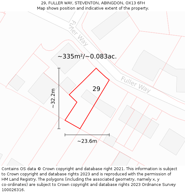 29, FULLER WAY, STEVENTON, ABINGDON, OX13 6FH: Plot and title map